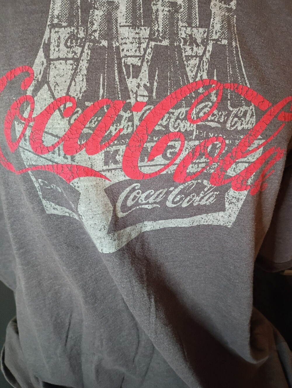 Coca Cola Men’s Vintage Logo T-Shirt in Charcoal with Red Print